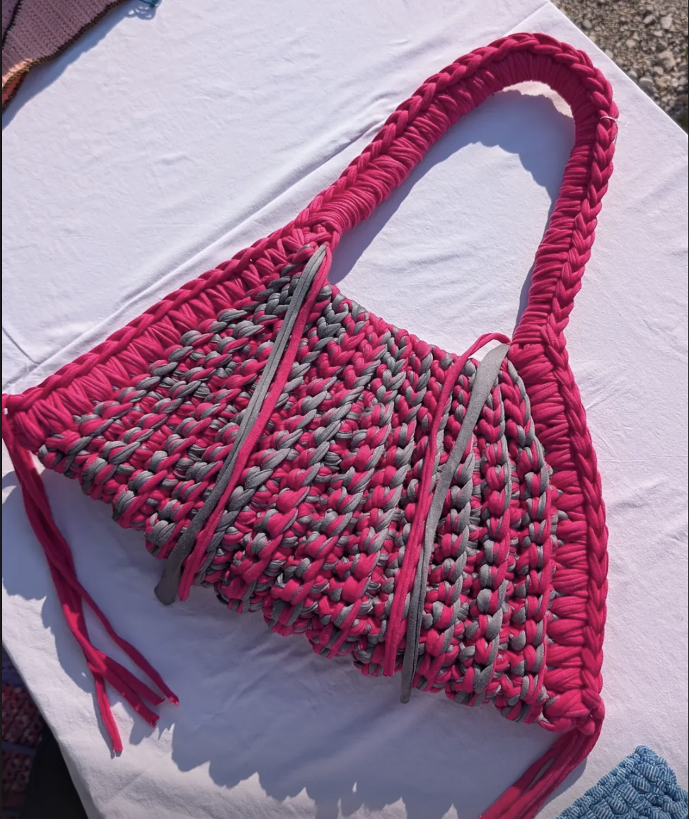 Borsa Spigata Fucsia e Grigio