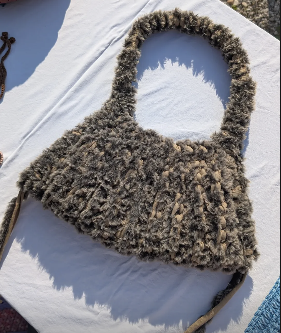 Borsa Pelliccia Marrone Vintage